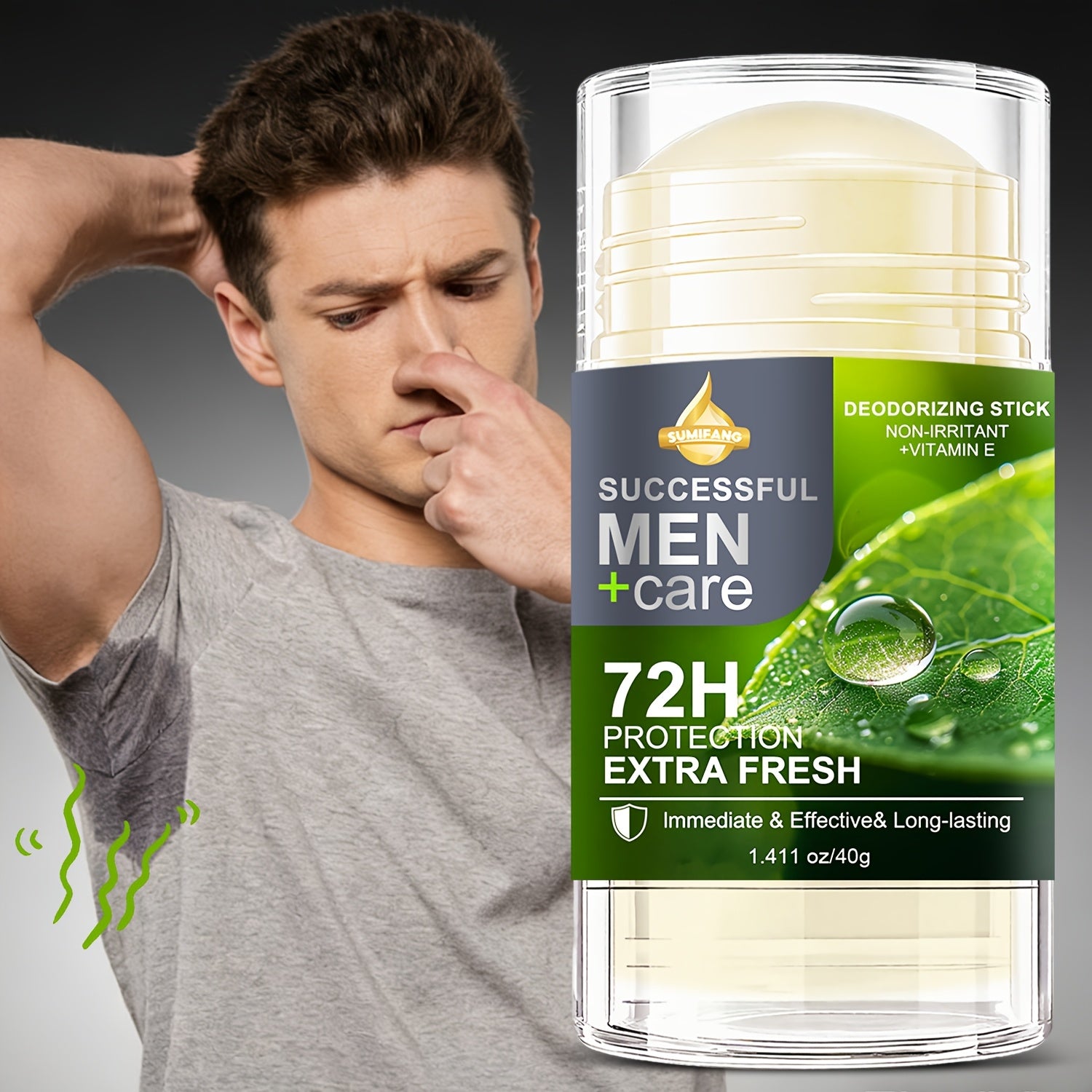 SUMIFANG Men's Care Stick, Containing Vitamin E, Chamomile and Mint, Is Immediate and, with a Long-lasting Fragrance. It's a Must-have for Dates and Travels. Keep Your Armpits Comfortable and Feel Fresh All Day Long