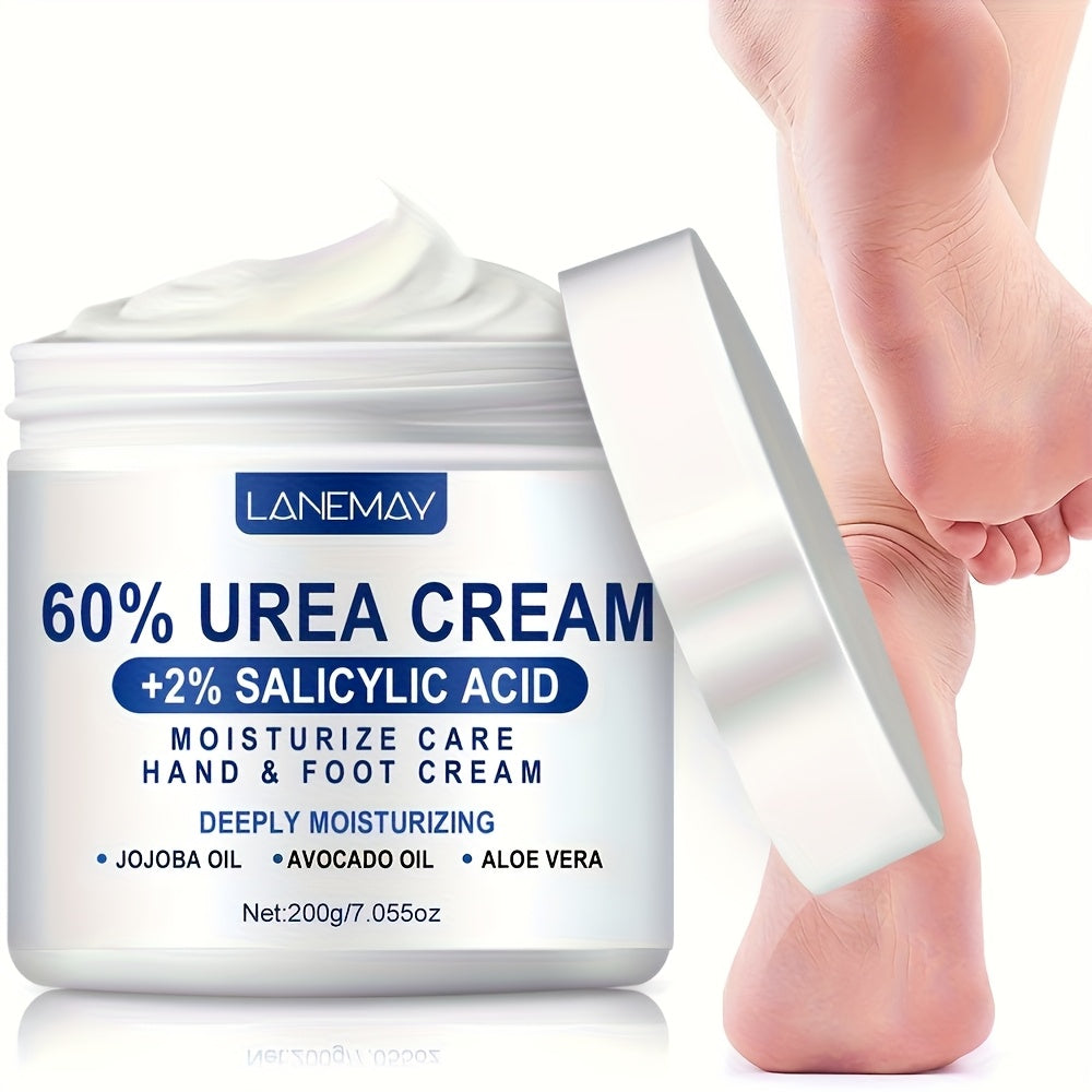 60% Urea Cream for Hands & Feet - Deeply Hydrating Moisturizer with Salicylic Acid & Glycerin, Fast-Absorbing Non-Greasy Formula, Improves Texture & Barrier, Softens Cracked Heels - All Light Beige Types, Light Beige