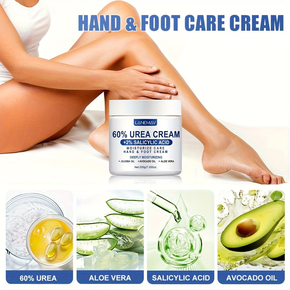 60% Urea Cream for Hands & Feet - Deeply Hydrating Moisturizer with Salicylic Acid & Glycerin, Fast-Absorbing Non-Greasy Formula, Improves Texture & Barrier, Softens Cracked Heels - All Light Beige Types, Light Beige