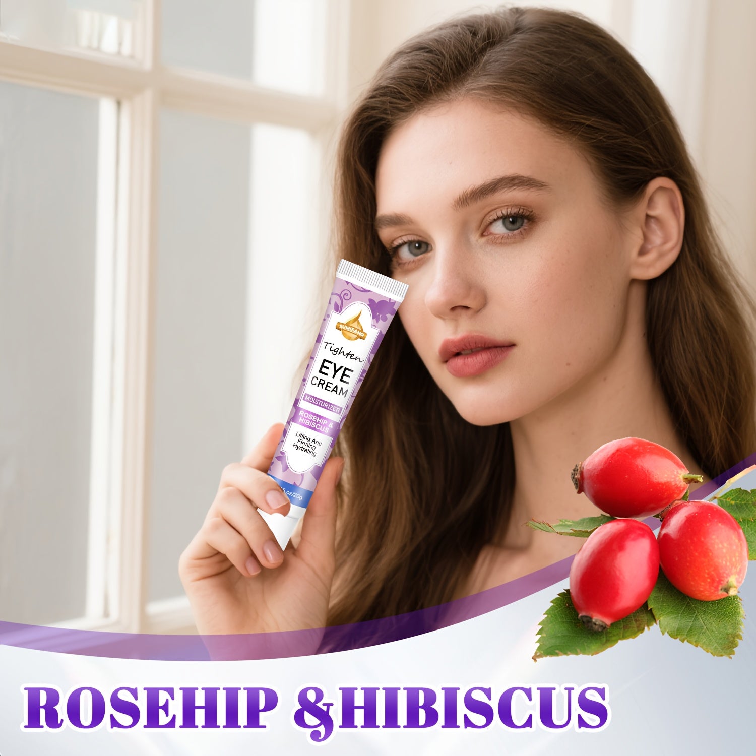 etinol & Hyaluronic Acid Eye Cream - Deep Moisturizing & Firming Formula with Rosehip & Hibiscus Extracts, Non-Greasy Light Beige Care for All Light Beige Types, Unisex Gift for Mom, Skincare Routine, Sleek Tube Design, Nourishing Ingredients