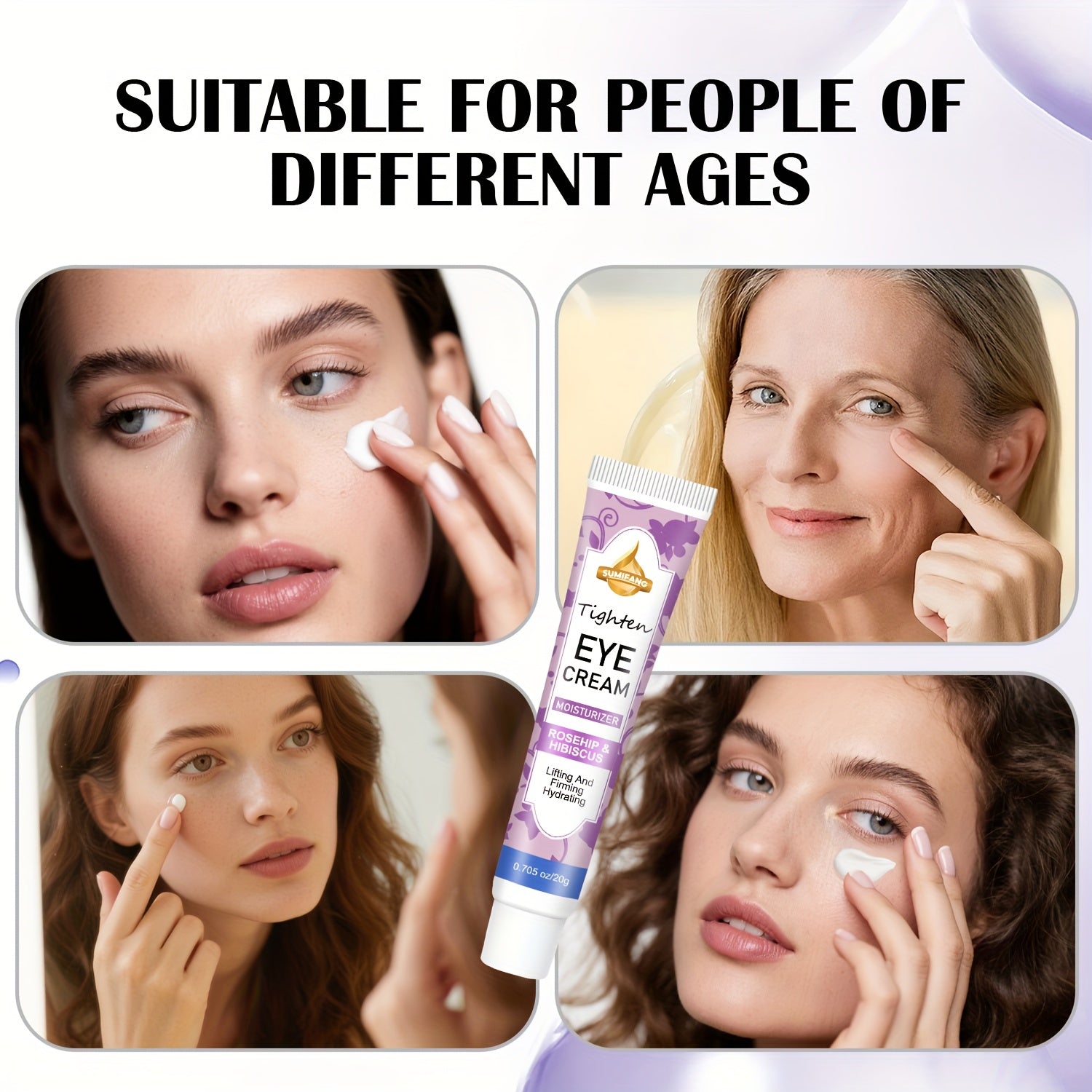 etinol & Hyaluronic Acid Eye Cream - Deep Moisturizing & Firming Formula with Rosehip & Hibiscus Extracts, Non-Greasy Light Beige Care for All Light Beige Types, Unisex Gift for Mom, Skincare Routine, Sleek Tube Design, Nourishing Ingredients