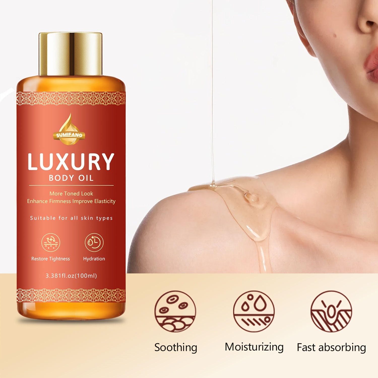 3.38oz Body Oil Rich in Rosehip and Almond Oil