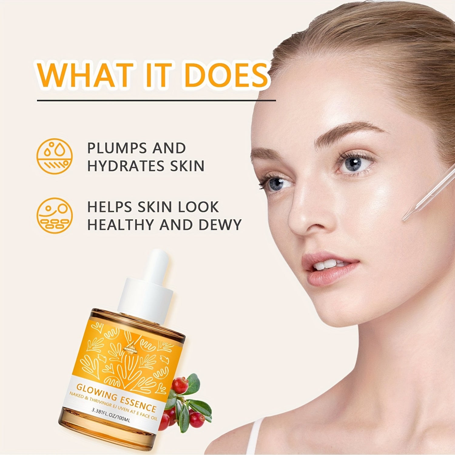 Radiant Essence Pomegranate Seed Oil & Argan Oil from Morocco , Firming & Radiant Face Serum with Rosehip Oil - Non-Greasy, Fast-Absorbing Formula for All