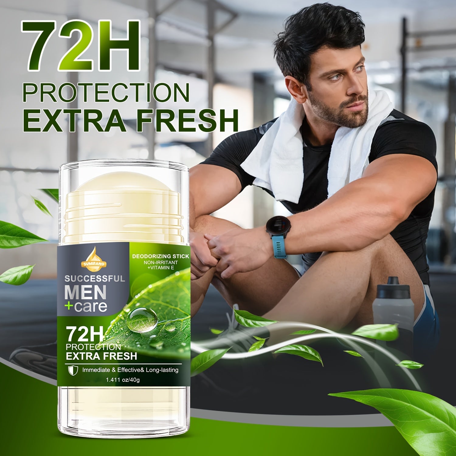 SUMIFANG Men's Care Stick, Containing Vitamin E, Chamomile and Mint, Is Immediate and, with a Long-lasting Fragrance. It's a Must-have for Dates and Travels. Keep Your Armpits Comfortable and Feel Fresh All Day Long