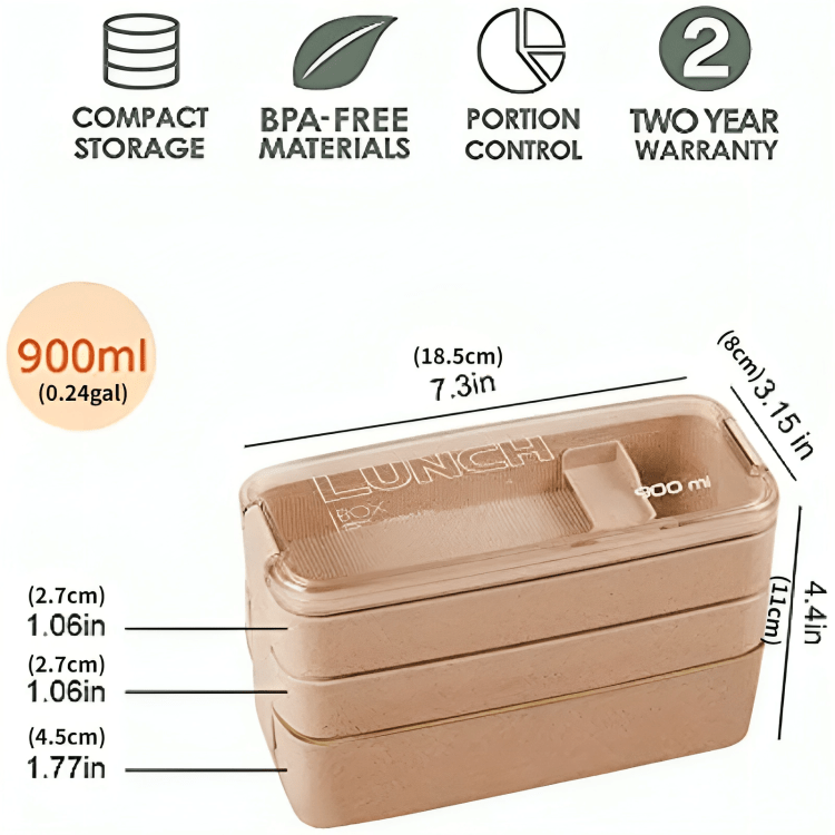 3-in-1 Compartment Containers With Spoons